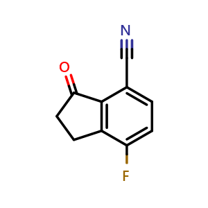 Chemical structure of 7-Fluoro-3-oxo-2,3-dihydro-1h-indene-4-carbonitrile , CAS 1092347-34-6, AChemBlock AD254677