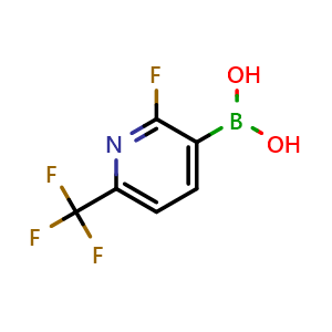 Chemical structure of (2-Fluoro-6-(trifluoromethyl)pyridin-3-yl)boronic acid , CAS 1150114-63-8, AChemBlock AD254705