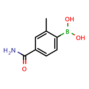 Chemical structure of (4-Carbamoyl-2-methylphenyl)boronic acid , CAS 1156500-86-5, AChemBlock AD254713