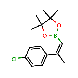 Chemical structure of 2-[(1Z)-2-(4-Chlorophenyl)-1-propen-1-yl]-4,4,5,5-tetramethyl-1,3,2-dioxaborolane , CAS 1187525-05-8, AChemBlock AD254732