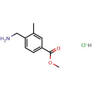 Chemical structure of Methyl 4-(aminomethyl)-3-methylbenzoate hydrochloride , CAS 1196047-14-9, AChemBlock AD254740