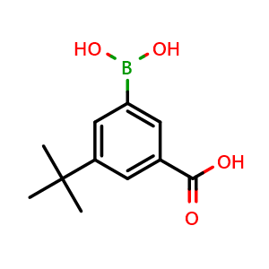Chemical structure of 3-Borono-5-(tert-butyl)benzoic acid , CAS 1217501-55-7, AChemBlock AD254772