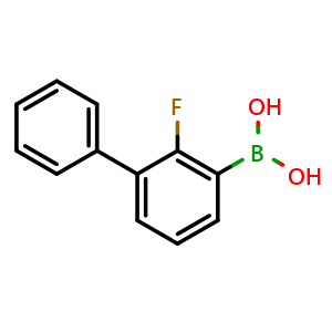 Chemical structure of 2-Fluorobiphenyl-3-boronicacid , CAS 1218790-57-8, AChemBlock AD254777