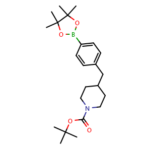 Chemical structure of tert-Butyl 4-(4-(4,4,5,5-tetramethyl-1,3,2-dioxaborolan-2-yl)benzyl)piperidine-1-carboxylate , CAS 1224449-34-6, AChemBlock AD254793