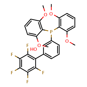 Chemical structure of 3-[Bis(2,6-dimethoxyphenyl)phosphino]-2',3',4',5',6'-pentafluoro-[1,1'-biphenyl]-2-ol , CAS 1225025-50-2, AChemBlock AD254796