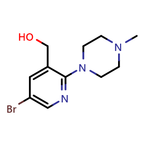 Chemical structure of [5-Bromo-2-(4-methylpiperazin-1-yl)pyridin-3-yl]methanol , CAS 1247648-15-2, AChemBlock AD254819