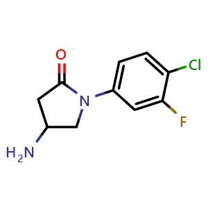 Chemical structure of 4-Amino-1-(4-chloro-3-fluorophenyl)pyrrolidin-2-one , CAS 1251305-56-2, AChemBlock AD254820