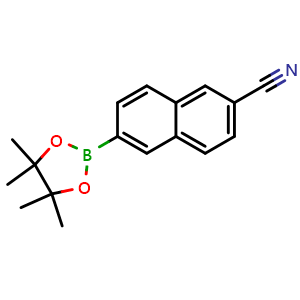 Chemical structure of 6-(4,4,5,5-Tetramethyl-1,3,2-dioxaborolan-2-yl)-2-naphthonitrile , CAS 1255871-58-9, AChemBlock AD254824