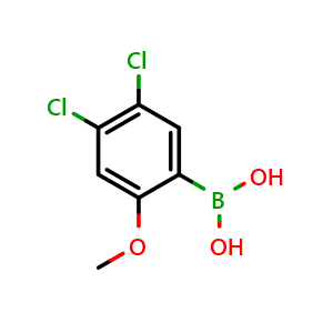 Chemical structure of 4,5-Dichloro-2-methoxyphenylboronic acid , CAS 1256354-93-4, AChemBlock AD254834