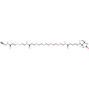 Chemical structure of Biotin-PEG4-SS-Alkyne , CAS 1260247-54-8, AChemBlock AD254853