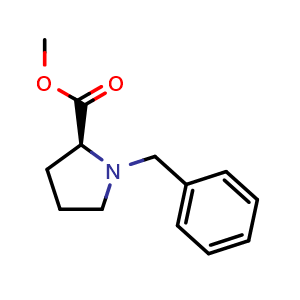 Chemical structure of Methyl (S)-1-Benzylpyrrolidine-2-carboxylate , CAS 127986-89-4, AChemBlock AD254865