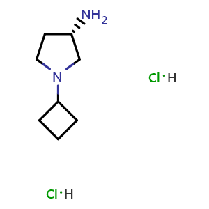 Chemical structure of (S)-3-Amino-1-cyclobutylpyrrolidine dihydrochloride , CAS 1286208-62-5, AChemBlock AD254869
