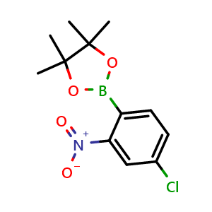 Chemical structure of 2-(4-Chloro-2-nitrophenyl)-4,4,5,5-tetramethyl-1,3,2-dioxaborolane , CAS 1288978-81-3, AChemBlock AD254873