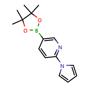 Chemical structure of 6-(1H-Pyrrol-1-yl)pyridine-3-boronic acid pinacol ester , CAS 1309981-28-9, AChemBlock AD254879
