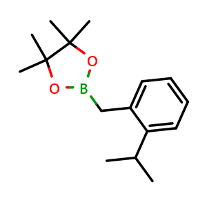 Chemical structure of 2-(2-isopropylbenzyl)-4,4,5,5-tetramethyl-1,3,2-dioxaborolane , CAS 1310048-97-5, AChemBlock AD254882