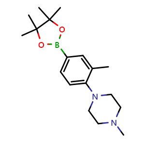 Chemical structure of 1-Methyl-4-(2-methyl-4-(4,4,5,5-tetramethyl-1,3,2-dioxaborolan-2-yl)phenyl)piperazine , CAS 1310704-51-8, AChemBlock AD254887