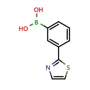 Chemical structure of 3-(1,3-Thiazol-2-yl)phenylboronic acid , CAS 1316856-96-8, AChemBlock AD254899