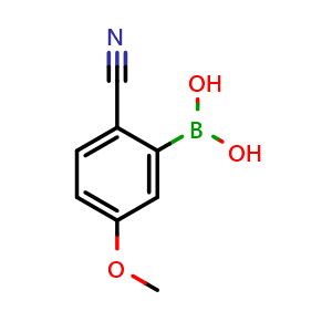 Chemical structure of 2-Cyano-5-methoxyphenylboronic acid , CAS 1333265-27-2, AChemBlock AD254911