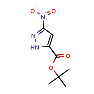 Chemical structure of tert-Butyl 3-nitro-1H-pyrazole-5-carboxylate , CAS 1342836-37-6, AChemBlock AD254920