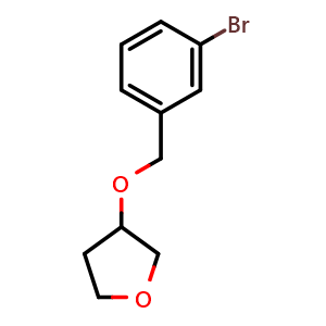 Chemical structure of 3-[(3-Bromobenzyl)oxy]tetrahydrofuran , CAS 1344275-68-8, AChemBlock AD254921