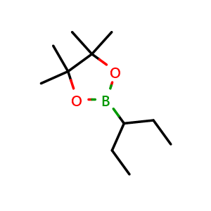 Chemical structure of 4,4,5,5-Tetramethyl-2-(pentan-3-yl)-1,3,2-dioxaborolane , CAS 1346264-22-9, AChemBlock AD254927