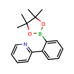 Chemical structure of 2-[2-(4,4,5,5-Tetramethyl-1,3,2-dioxaborolan-2-yl)phenyl]pyridine , CAS 1349171-28-3, AChemBlock AD254932