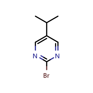 Chemical structure of 2-Bromo-5-(iso-propyl)pyrimidine , CAS 1353853-50-5, AChemBlock AD254939