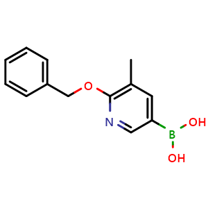 Chemical structure of (6-(Benzyloxy)-5-methylpyridin-3-yl)boronic acid , CAS 1356087-42-7, AChemBlock AD254943