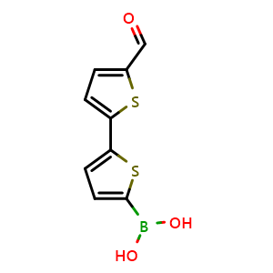 Chemical structure of 5-(5-Formyl-2-thienyl)-2-thiopheneboronic acid , CAS 1369328-62-0, AChemBlock AD254949