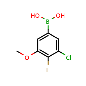 Chemical structure of (3-chloro-4-fluoro-5-methoxyphenyl)boronic acid , CAS 1379466-82-6, AChemBlock AD254971