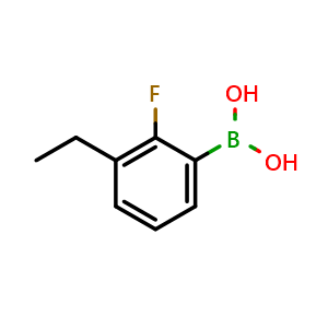 Chemical structure of 3-Ethyl-2-fluorophenylboronic acid , CAS 1383575-71-0, AChemBlock AD254972