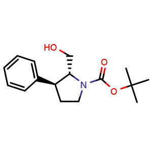 Chemical structure of [(2R,3S)-1-Boc-3-phenyl-2-pyrrolidinyl]methanol , CAS 1391410-77-7, AChemBlock AD254977