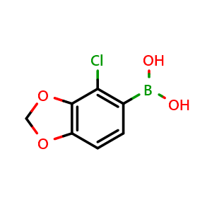 Chemical structure of (4-chloro-1,3-dioxaindan-5-yl)boronicacid , CAS 1392415-62-1, AChemBlock AD254979