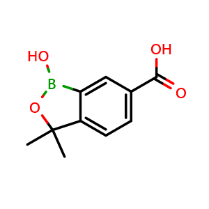 Chemical structure of 1-Hydroxy-3,3-dimethyl-1,3-dihydrobenzo[c][1,2]oxaborole-6-carboxylic acid , CAS 1393477-51-4, AChemBlock AD254982