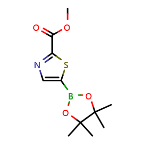 Chemical structure of Methyl 5-(4,4,5,5-tetramethyl-1,3,2-dioxaborolan-2-yl)thiazole-2-carboxylate , CAS 1393827-96-7, AChemBlock AD254983