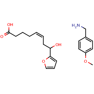 Chemical structure of (Z)-8-(2-Furyl)-8-hydroxy-5-octenoic Acid 4-methoxybenzylamine , CAS 1415237-38-5, AChemBlock AD254999