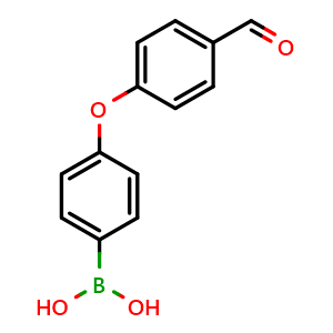 Chemical structure of 4-(4-Formylphenoxy)phenylboronic acid , CAS 1416252-21-5, AChemBlock AD255005