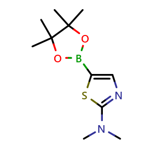 Chemical structure of 2-(Dimethylamino)thiazole-5-boronicacidpinacolester , CAS 1416367-38-8, AChemBlock AD255006