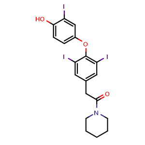 Chemical structure of 2-(4-(4-Hydroxy-3-iodophenoxy)-3,5-diiodophenyl)-1-(piperidin-1-yl)ethan-1-one , CAS 1417653-45-2, AChemBlock AD255011
