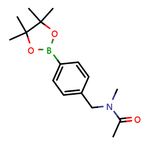 Chemical structure of N-Methyl-N-(4-(4,4,5,5-tetramethyl-1,3,2-dioxaborolan-2-yl)benzyl)acetamide , CAS 1421341-01-6, AChemBlock AD255017