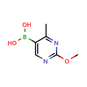 Chemical structure of (2-Methoxy-4-methylpyrimidin-5-yl)boronic acid , CAS 1421933-77-8, AChemBlock AD255018