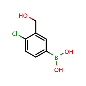 Chemical structure of 4-Chloro-3-(hydroxymethyl)phenylboronic acid , CAS 1430237-54-9, AChemBlock AD255028