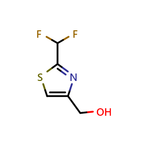 Chemical structure of (2-(Difluoromethyl)thiazol-4-yl)methanol , CAS 1447915-01-6, AChemBlock AD255045