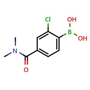 Chemical structure of [2-chloro-4-(dimethylcarbamoyl)phenyl]boronic acid , CAS 1449133-28-1, AChemBlock AD255048
