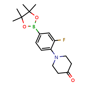 Chemical structure of 3-Fluoro-4-(4-oxo-1-piperidinyl)benzeneboronic acid pinacol ester , CAS 1449144-86-8, AChemBlock AD255049