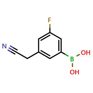 Chemical structure of [3-(Cyanomethyl)-5-fluorophenyl]boronic acid , CAS 1460307-63-4, AChemBlock AD255059