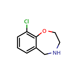 Chemical structure of 9-Chloro-2,3,4,5-tetrahydrobenzo[f][1,4]oxazepine , CAS 1477539-48-2, AChemBlock AD255064