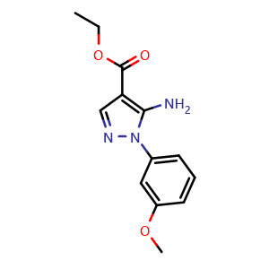 Chemical structure of Ethyl 5-amino-1-(3-methoxyphenyl)-1H-pyrazole-4-carboxylate , CAS 15001-12-4, AChemBlock AD255071
