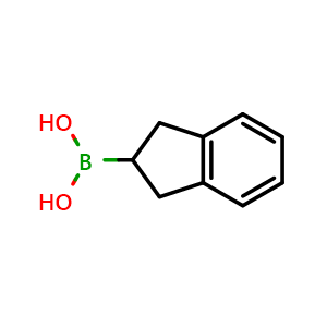 Chemical structure of (2,3-Dihydro-1H-inden-2-yl)boronic acid , CAS 1557159-16-6, AChemBlock AD255087