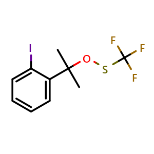 Chemical structure of ((2-(2-Iodophenyl)propan-2-yl)oxy)(trifluoromethyl)sulfane , CAS 1584705-82-7, AChemBlock AD255101